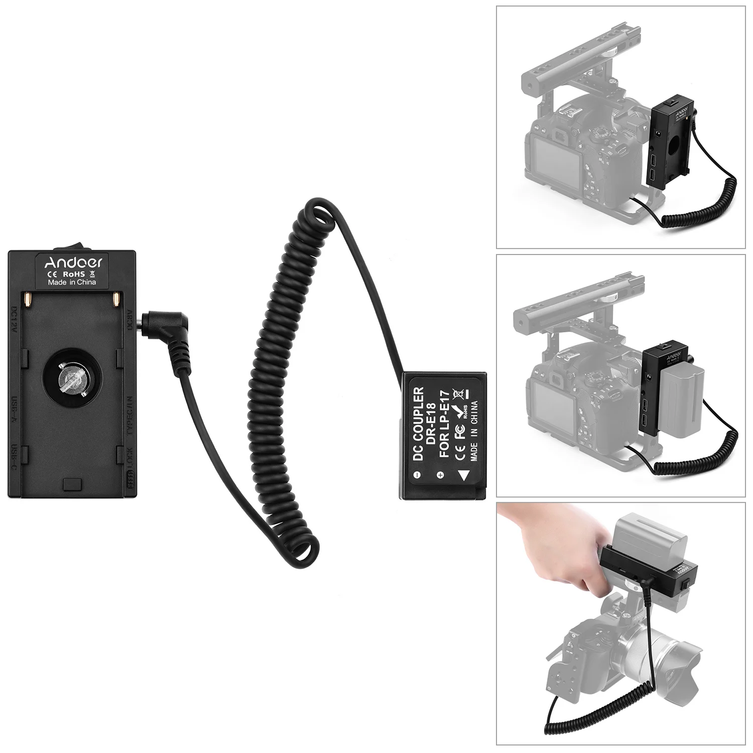 

Адаптер для держателя аккумуляторной пластины NP-F970 F750 с USB + фотографический фотоадаптер совместимый с Canon EOS 6D/7D/70D/60D/5D Mark