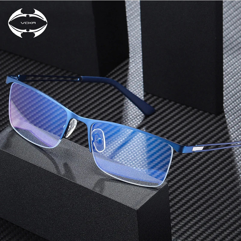 Мужские компьютерные очки для близорукости VCKA с полуободковой оправой и защитой
