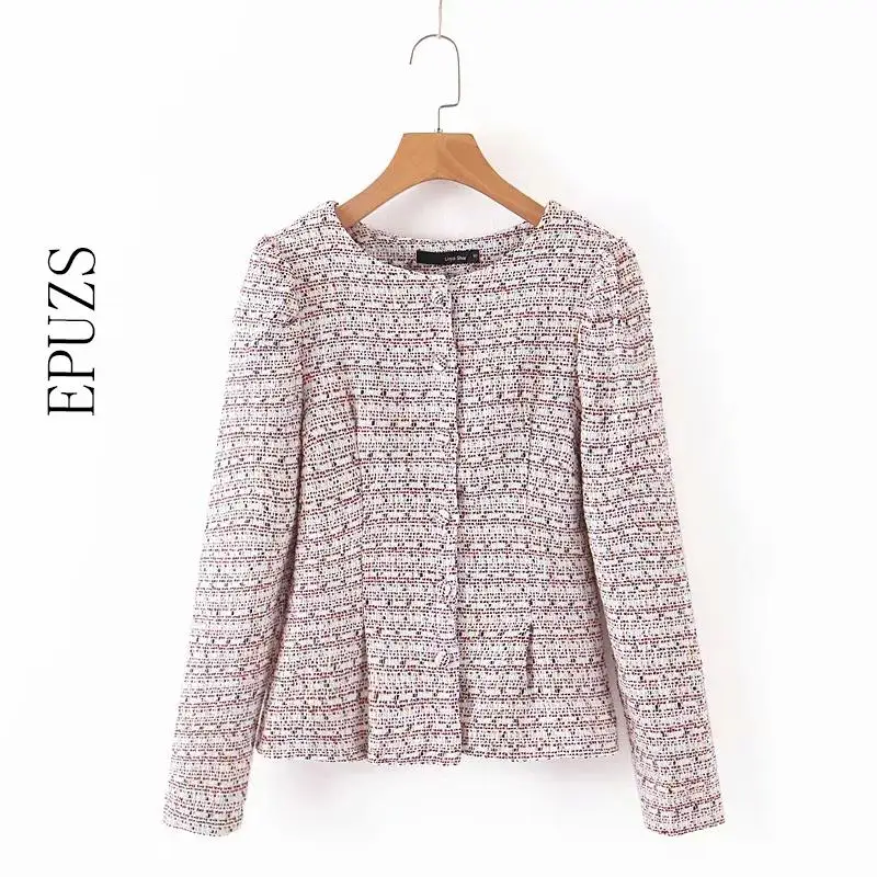 Женский твидовый Блейзер элегантный блейзер с длинным рукавом повседневный