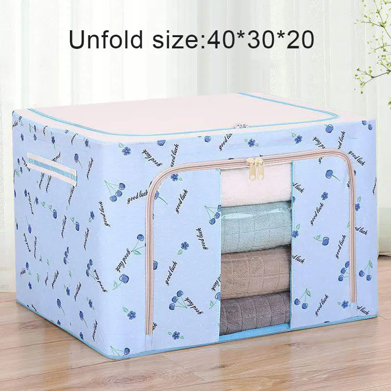 

Oxford Cloth Steel Frame Storage Box for Clothes Bed Sheets Blanket Pillow Shoe Holder Container Organizer H88F
