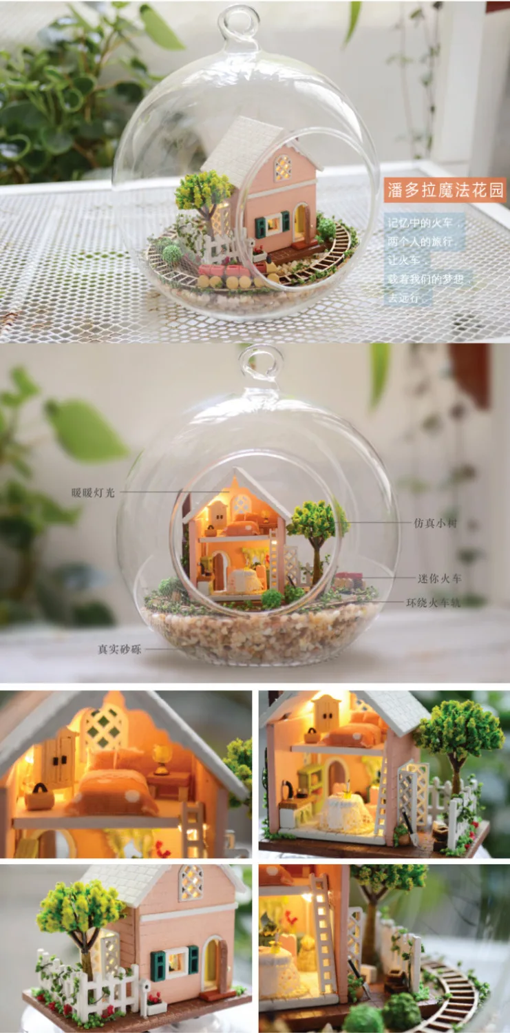 

DIY Dollhouse Miniatures Model Kits with LED Light and Voice control Wooden house Assembling handcrafts Creative Gift LELAKAYA