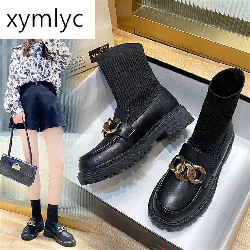 

2021 Early Autumn New Love Mary Jane Single Shoes Thick-soled Socks Shoes Fashion Western Women Fashion Single Shoes