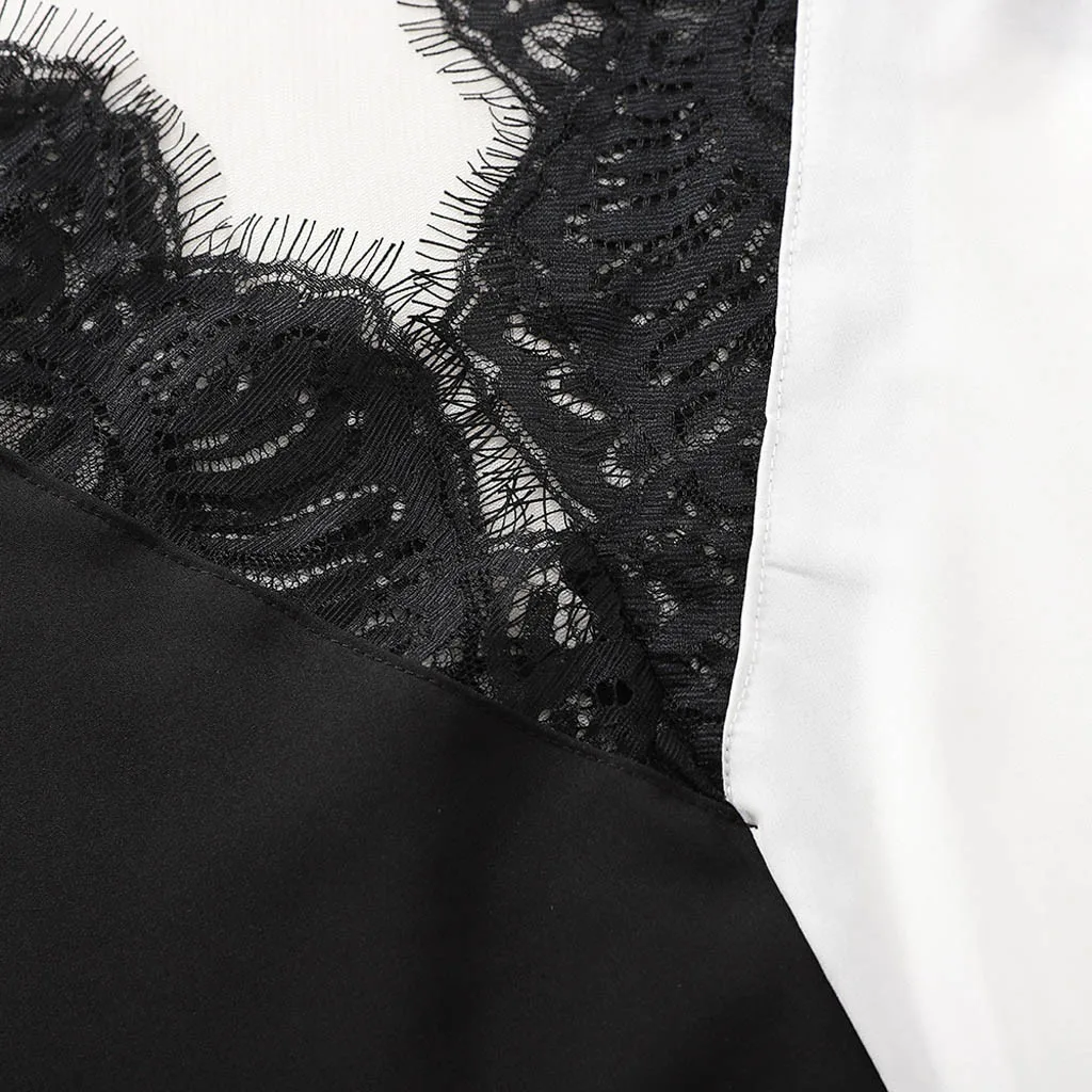 

FREE OSTRICH Summer Tops For Women 2020 Sexy Lace Patchwork Blouse Ladies V-Neck Sleeveless Vest Top Streetwear Clothing