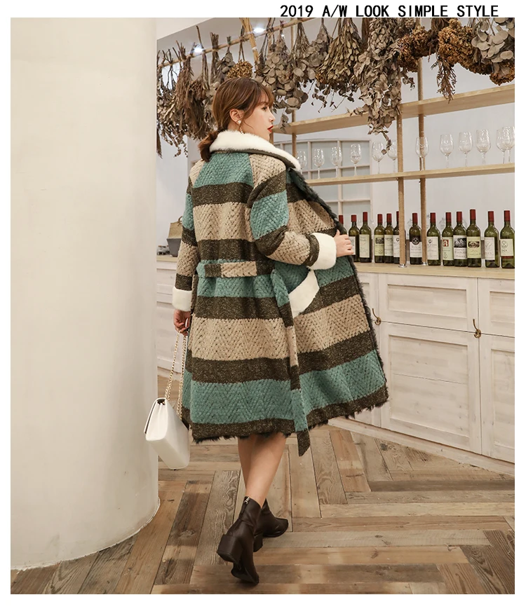 Natural Fur Coat Female Winter Real Wool Liner Mink Fur Collar Jacket Women Vintage Double Faced Tops Korean Fur Jackets 17809