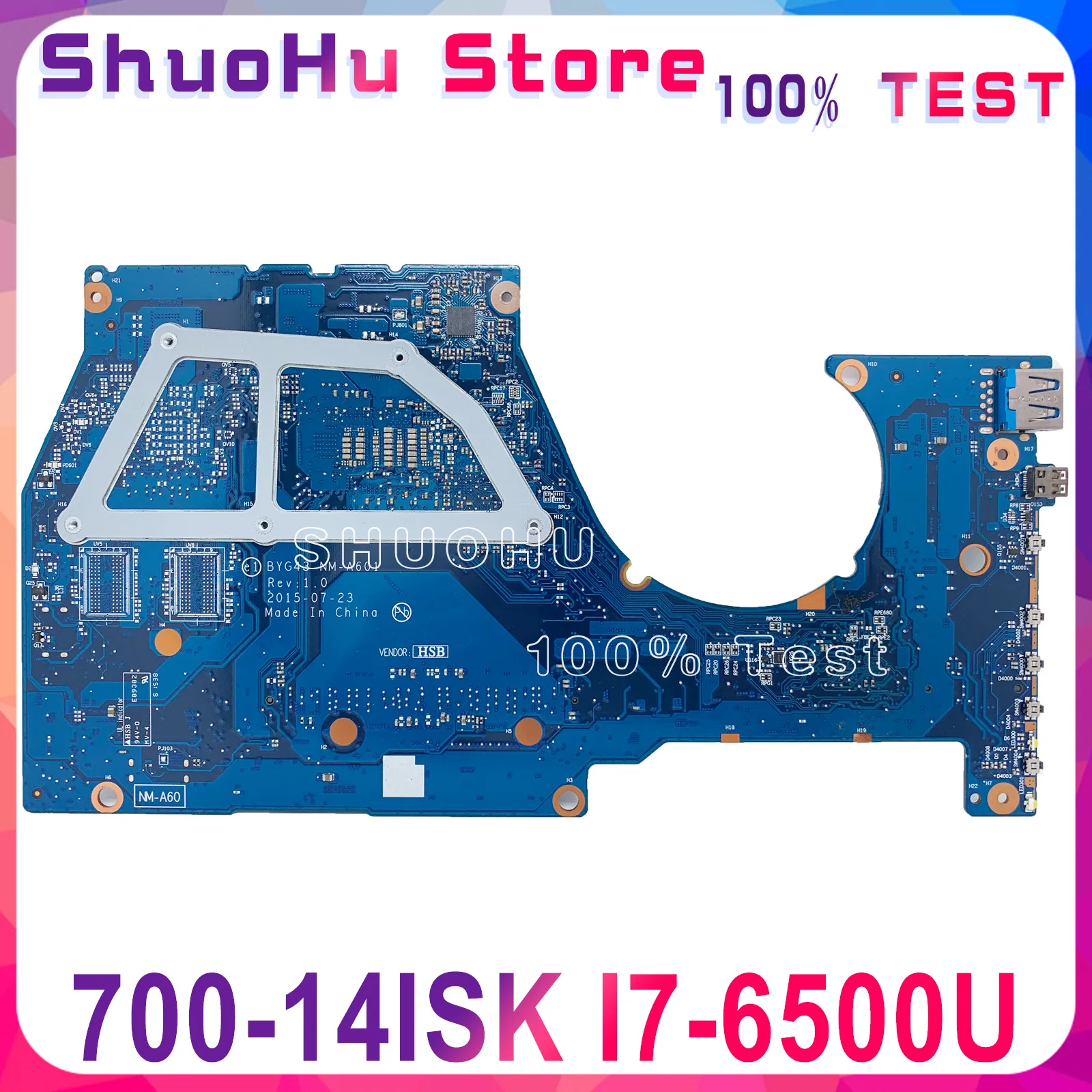

KEFU BYG43 NM-A601 Motherboard For Lenovo YOGA 700-14ISK Laptop Motherboard I7-6500U CPU REV:1.0 original Tested