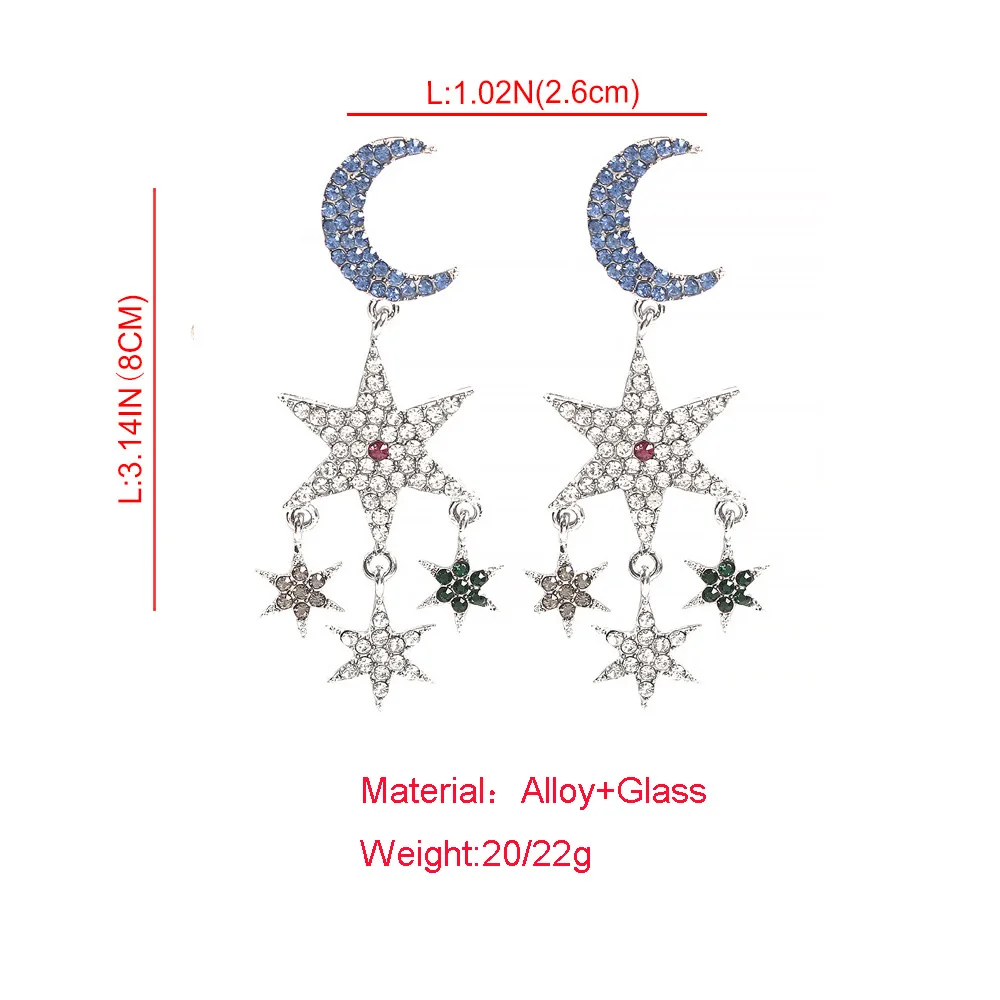 Новые преувеличенные креативные стильные Стразы Шарм с Луной и звездой
