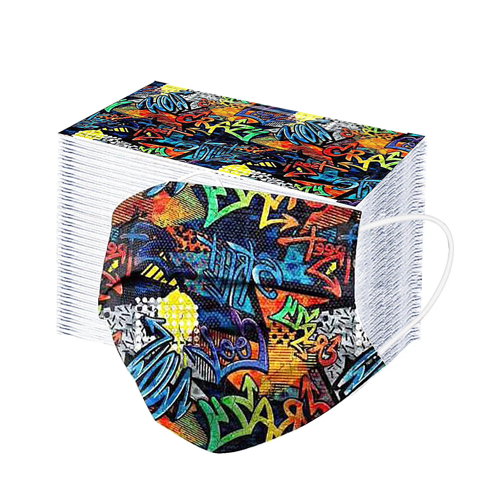 50/100 шт. Цвет граффити с принтом маски одноразовые Для женщин мужчин нетканые для