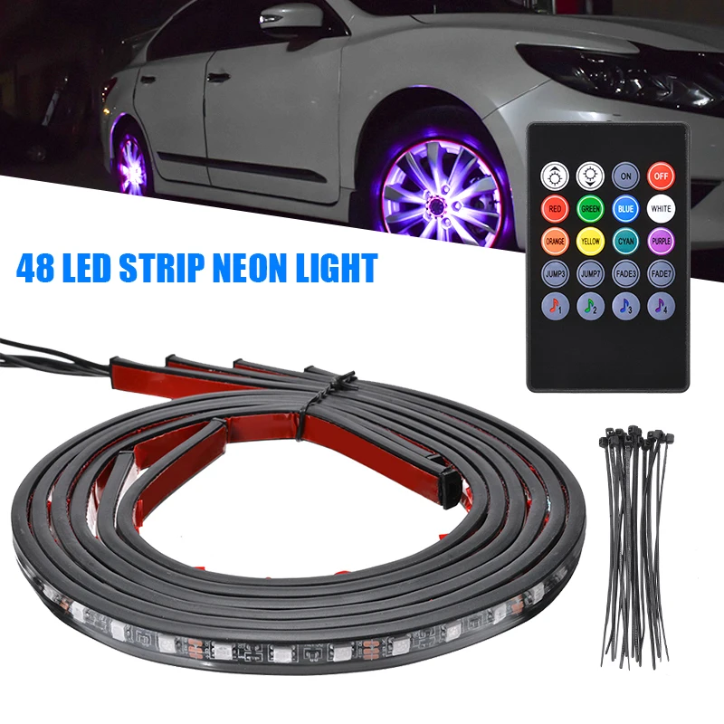 Mayitr 1 комплект RGB 48 светодиодная лента под автомобиль подсветка Нижняя Система неоновый свет с пультом