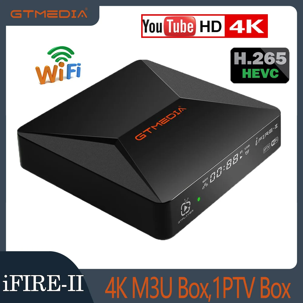 

GTMEDIA iFIRE 2 M3U Smart TV Box 4K Decoder H.265 HEVC 10bit Digital 1080P HD Set Top Box Built-in WiFi engima2 Media Player