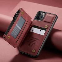 for apple iphone case leather wallet multifunctional storage anti theft brush moisture proof wallet phone case with lanyard