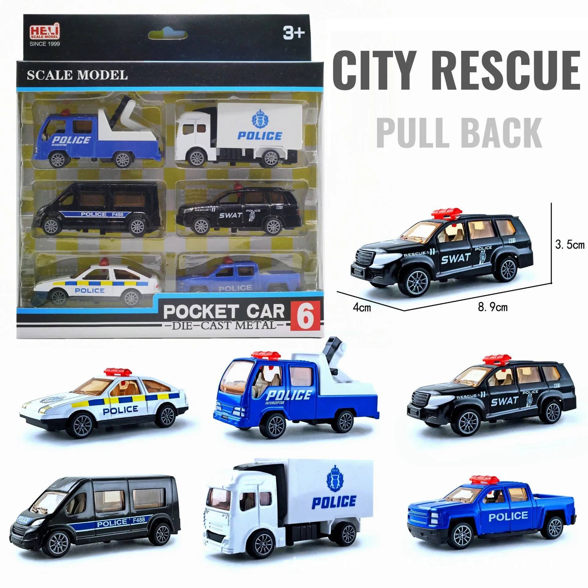 Игрушечная машинка SWAT из сплава 1:60 6 шт. в наборе | Игрушки и хобби