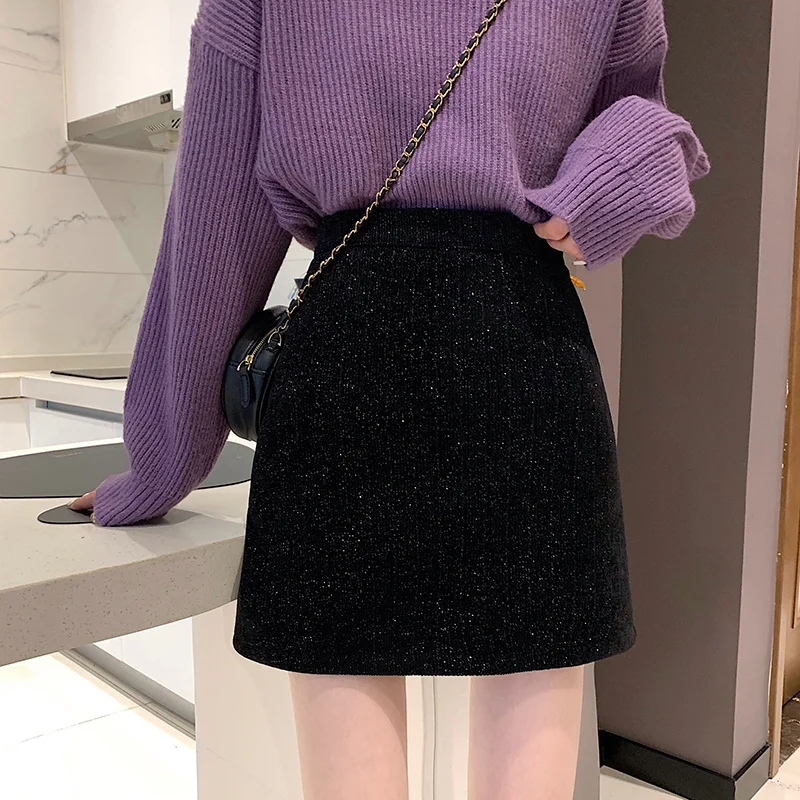 Реальная фотография экономичная невидимая юбка на молнии с высокой талией |