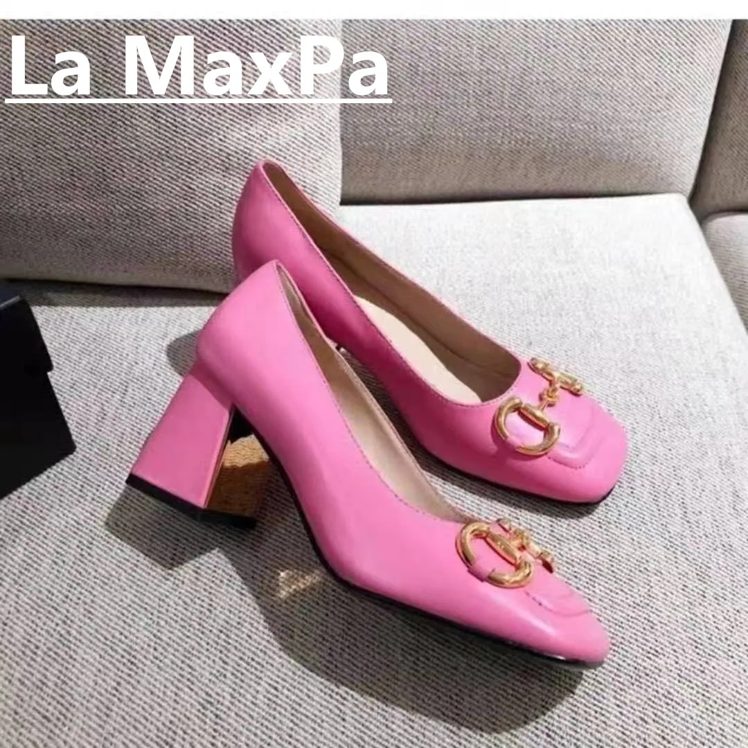 

New Women Pumps Sweet Thick High Heels Female Sexy Office Toe Dress Square head Work Pump Cute Shoes Ladies Footwear