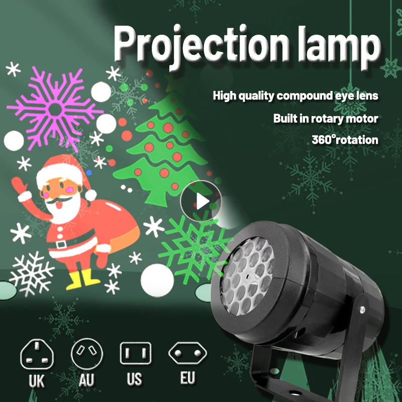 

LED Stage Lights LED Snowflake Light White Snowstorm Projector Christmas Atmosphere Holiday Family Party Special Lamp16 Patterns
