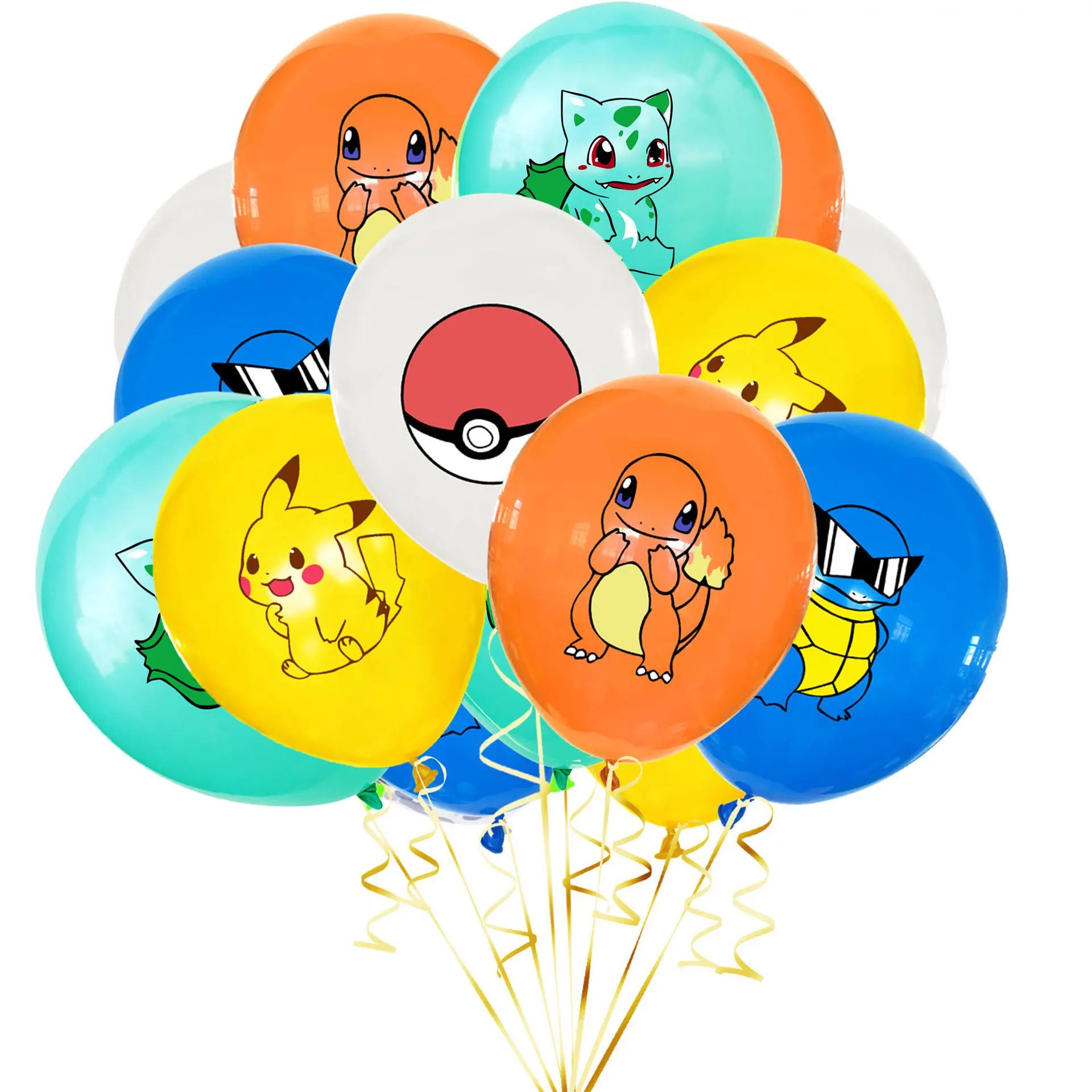 

10 Pcs Children's Birthday Party Decoration Balloons Pokemon Theme Pikachu Little Fire Dragon Jenny Turtle Cartoon Latex Balloon