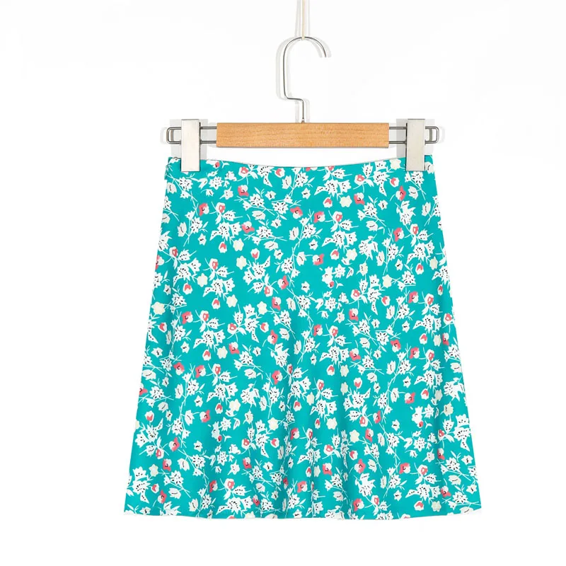 

Summer women's casual flower print high waist mini skirt