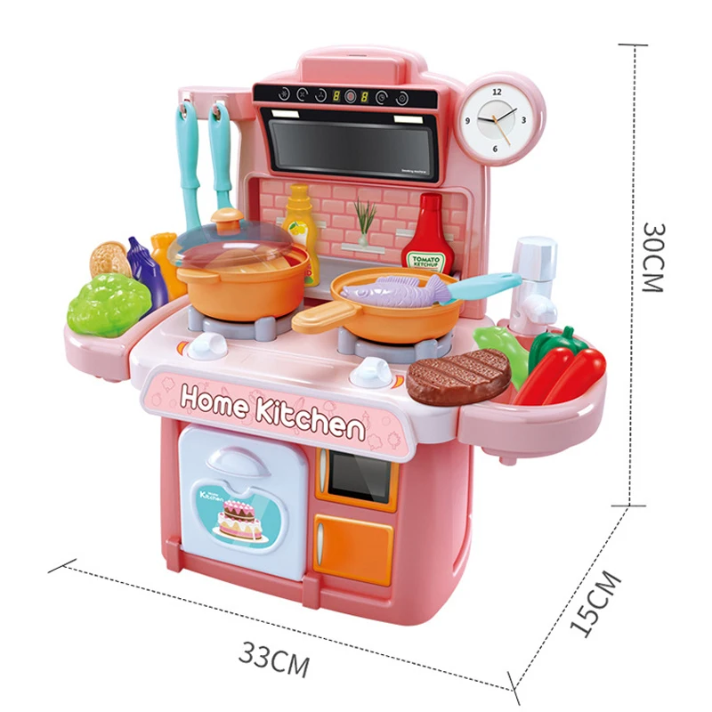 

Children Kitchen Toys Simulation Dinnerware Educational Toys Mini Kitchen Food Pretend Play Role Playing Girls Toys Cooking Set