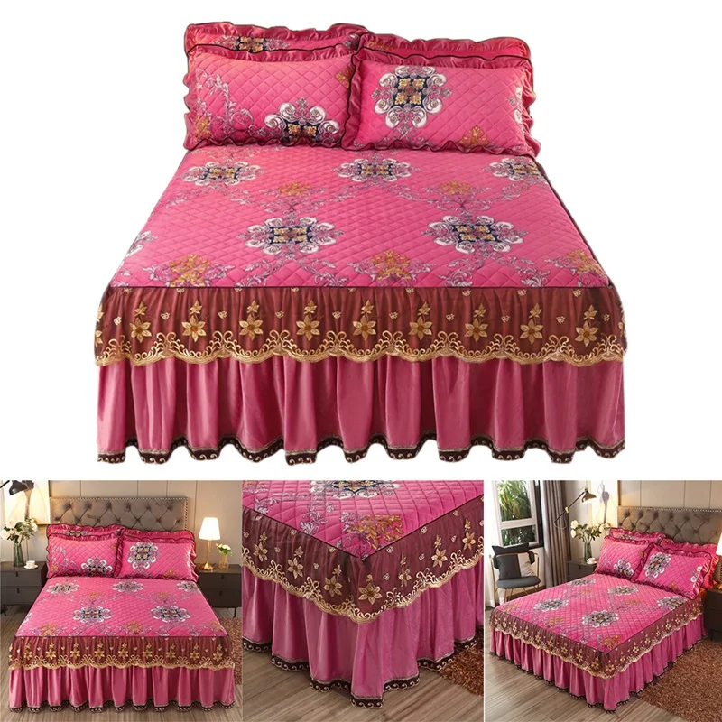 

Hot Ruffle Bedding Fashion Household Bed Skirt Plus Size Bedspread Mattress Good Sheet Cover Bedding Without Pillowcase