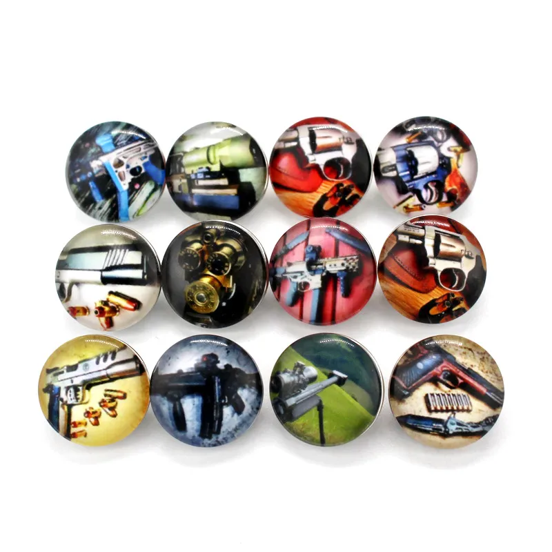 Горячая Распродажа 12 шт./лот стеклянный пистолет 18 мм оружие Кнопка s кожаная