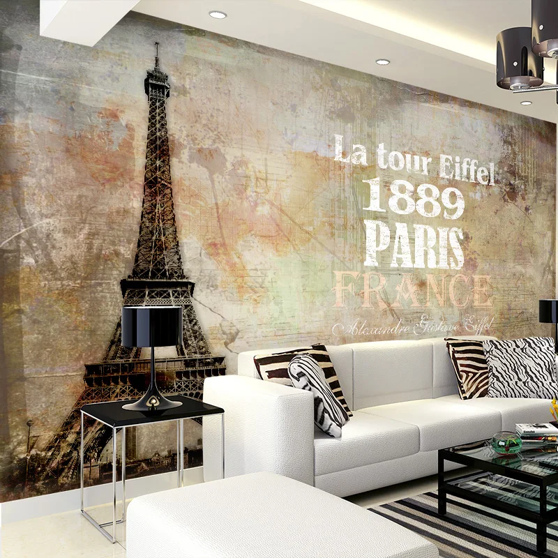 Обои в стиле ретро с изображением кофейни ресторана парижской башни европейском