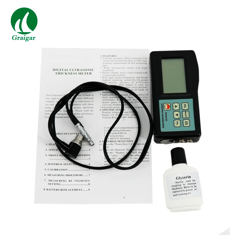 

TM8812C Digital Ultrasonic Thickness Meter Resolution: 0.01mm Measuring Range 1.2-225mm
