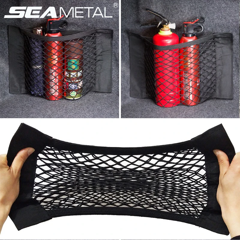 Trunk Mesh Organizer For Car Storage Net Seat Back Pocket Universal Bag Auto Magic Tape Network Interior Accessories | Автомобили и