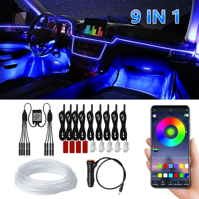 Car Atmosphere Light ambiente decorazione d'interni App controllo del suono  Wireless RGB Neon Led strisce lampade flessibili automatiche - AliExpress