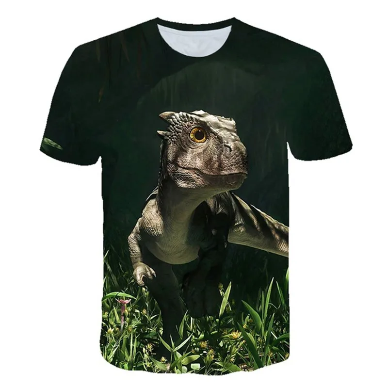 

2021 New Fashion Dinosaur T Shirt Summer Jurassic Park Animals Short Sleeve O-neck Tshirt Tees For Boys Kids Casual Cartoon Tops