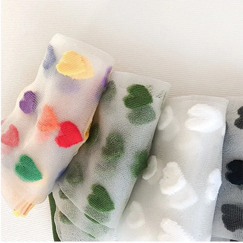 Носки женские прозрачные хлопковые в стиле Харадзюку Мягкие сетчатые блестящие