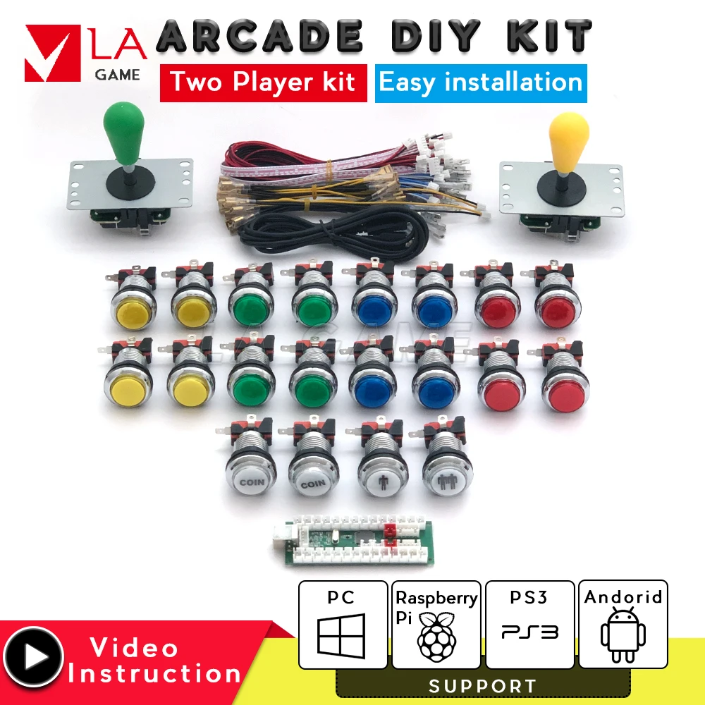 Комплект сделай сам 2 игрока usb кодировщик с нулевой задержкой для ПК Rasberry PI sanwa