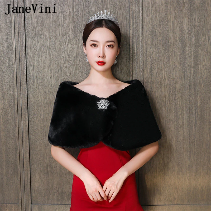 JaneVini Элегантное свадебное болеро из искусственного меха обертывание Свадебная