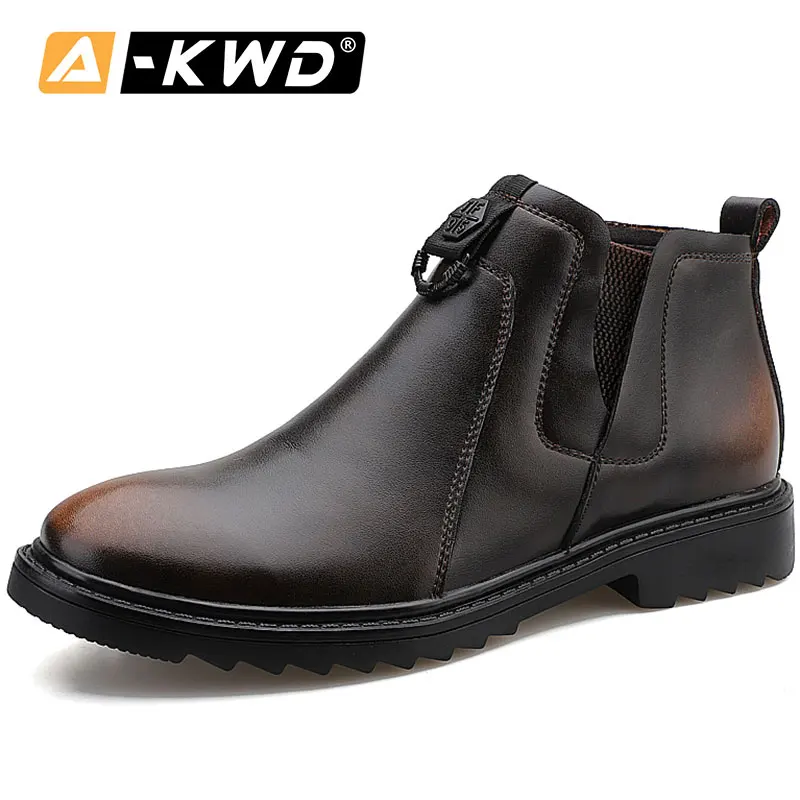 Уличные повседневные кожаные ботинки без шнуровки Мужские Британские