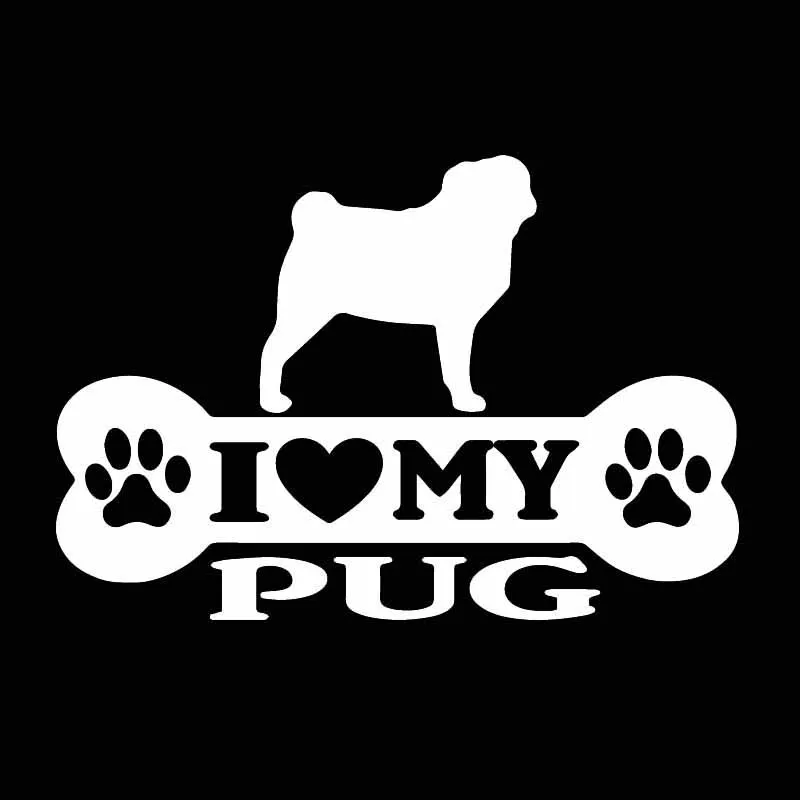 

Автомобильная наклейка с надписью «I Love My Pug Bone», 14, 9 х10, 2 см, искусство, декор, черный/серебристый цвет