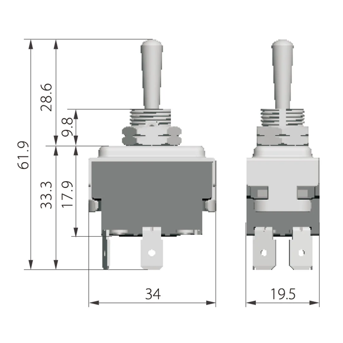 KEDU HY29E переключатель с лампочкой включения-выключения DPST 2HP 20/15A 125/277V 18R(15)A 125V 18(12)A
