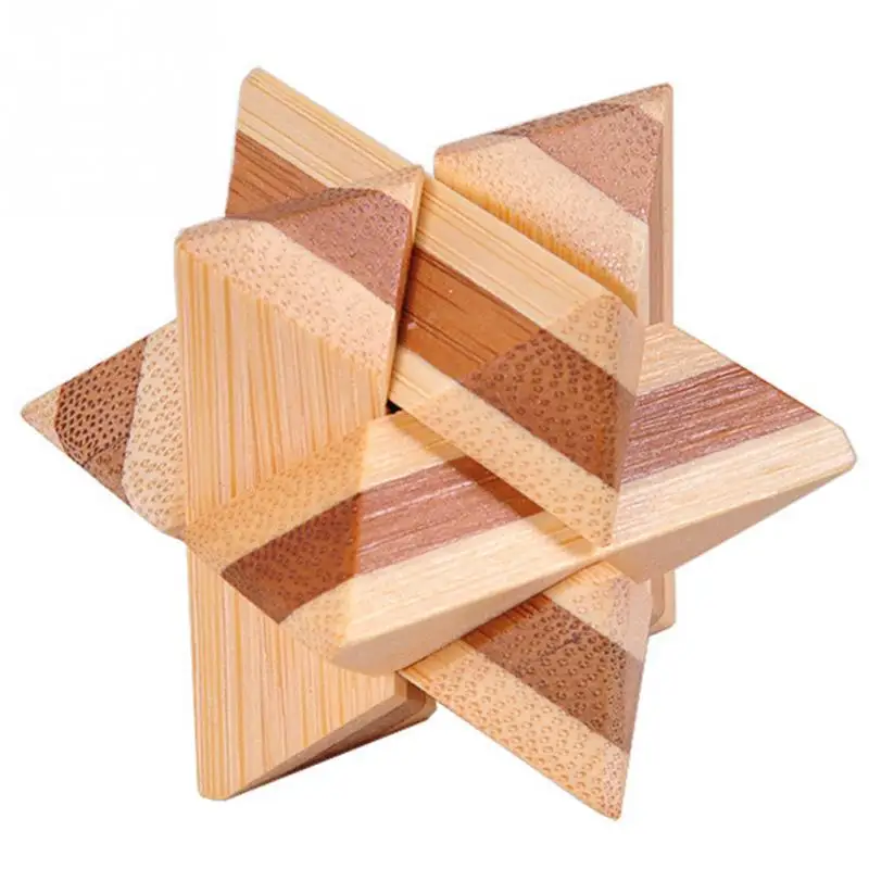 

2021 New Design Brain Teaser Kong Ming Lock 3D Wooden Interlocking Burr Puzzles Game Toy For Adults Kids 4.5x4.5x4.5cm