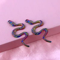 10pcs multicolor zinc alloy cobra snake charms metal animal viper pendant accessories wholesale for diy necklace handmade crafts