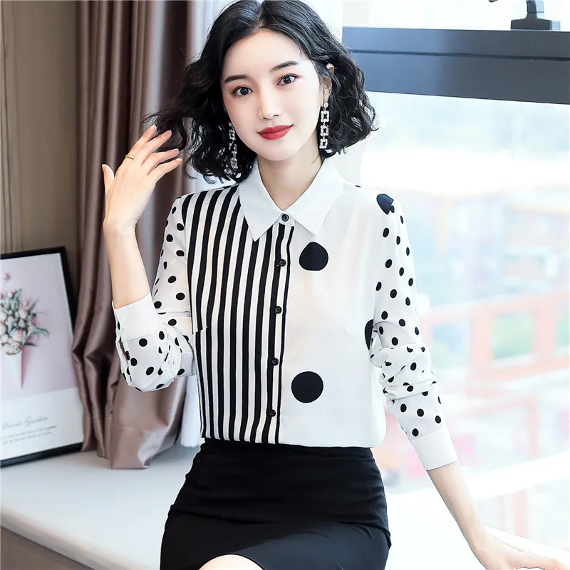 Женская блузка в полоску модная женская рубашка одежда Элегантные Осенние