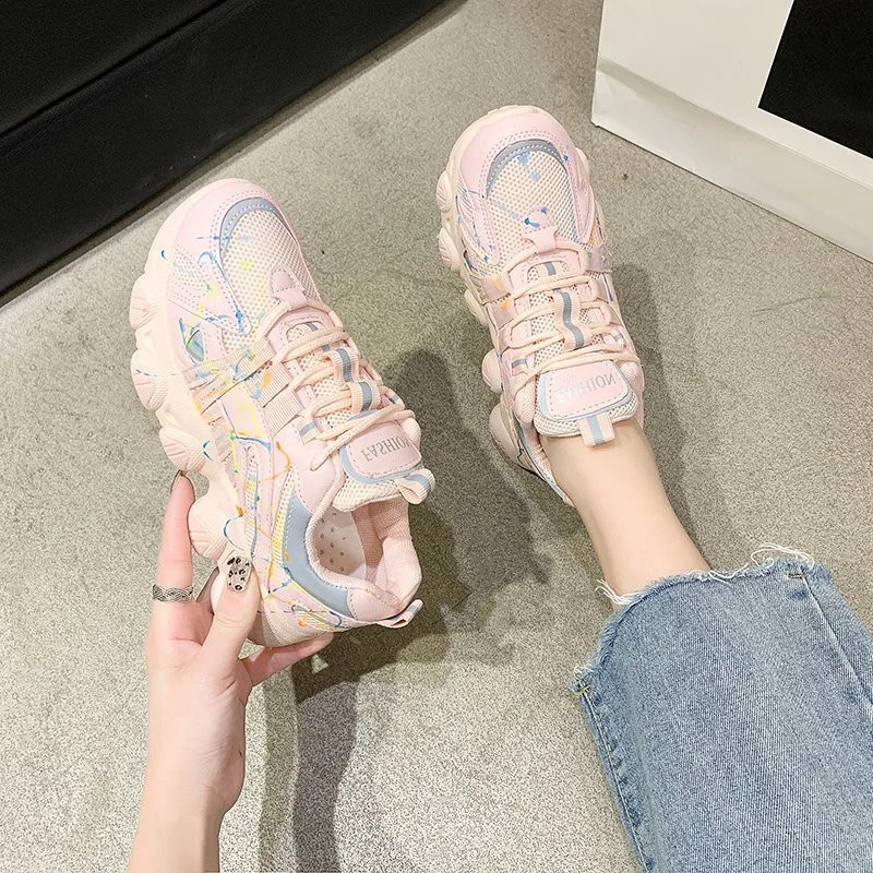 

New autumn Women Sneakers Outdoor Breathable Thick Bottom Vulcanize Shoes Chunky Female Casual Shoes Chaussures de femme zy48