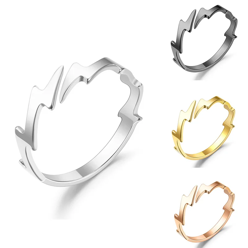 

Gold Black Silver Rings For Women Men Lover Couple Rings Set Friendship Engagement Wedding Open Rings 2021 Jewelry