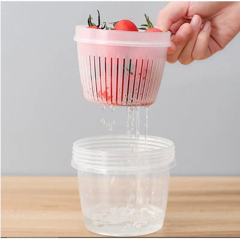 

Green onion ginger garlic drain box refrigerator drawer basket refrigerator fresh-keeping partition kitchen storage