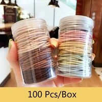 100 pcsbox new children cute candy elastic hair bands girls baby lovely soft scrunchies rubber bands kids hair accessories