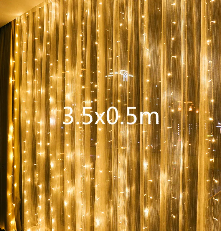 3.5x0.5m light Светодиодный светильник с Лунной звездой, гирлянда Ins, Рождественский светильник s, декоративный праздничный светильник s, занавес, вечерние, свадебные, Неоновые фонари, 220 В, сказочный светильник - Испускаемый цвет: 3.5x0.5m light