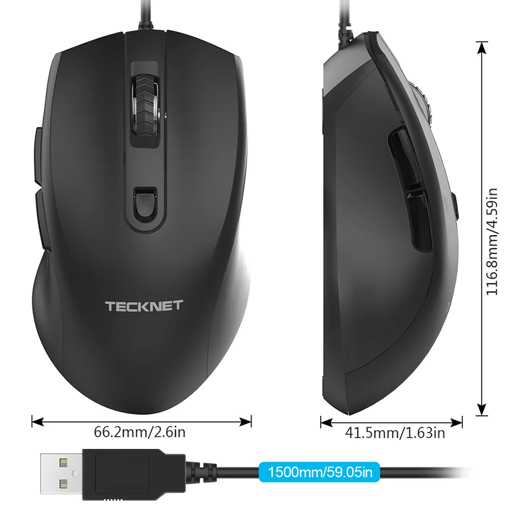 Проводная оптическая мышь TeckNet Alpha S3 6 кнопок USB для офиса бизнеса игр мыши Windows