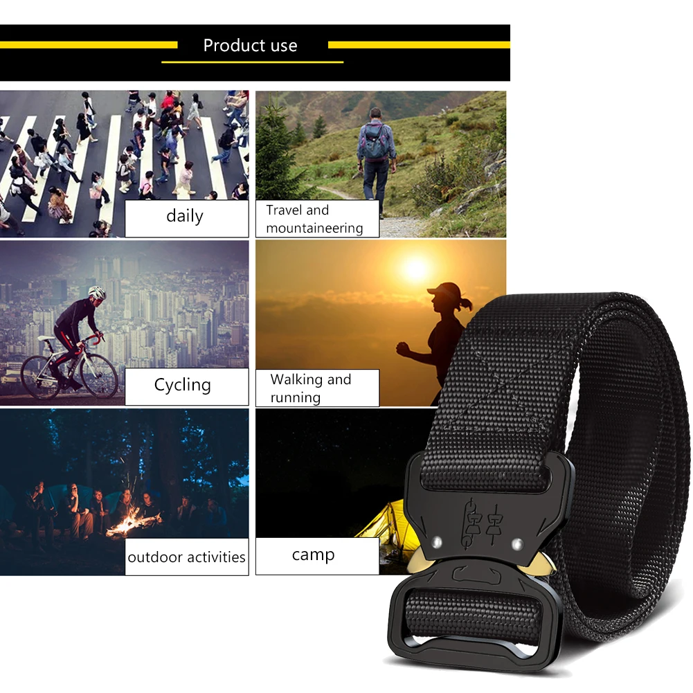 

Men Belt Outdoor Hunting Multi-Function Buckle Nylon Sports Training Elastic Waistband