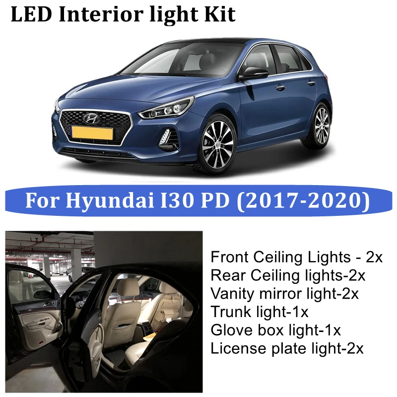

12x Car Canbus interior LED light kit For Hyundai I30 PD 2017 2018 2019 2020 Vehicle Trunk Lamp Interior Parts Light Kit