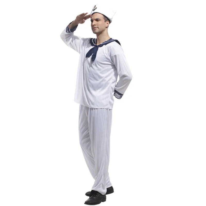 Матросские Костюмы для Хэллоуина белого цвета взрослых морская униформа