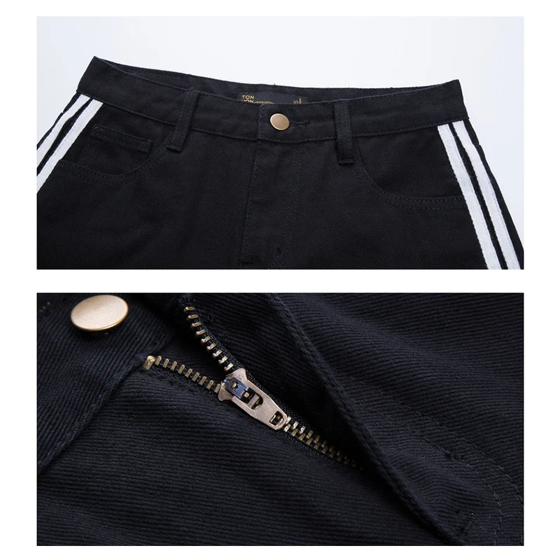 Женские джинсы с высокой талией TONLION черные белые сексуальные короткие рваные