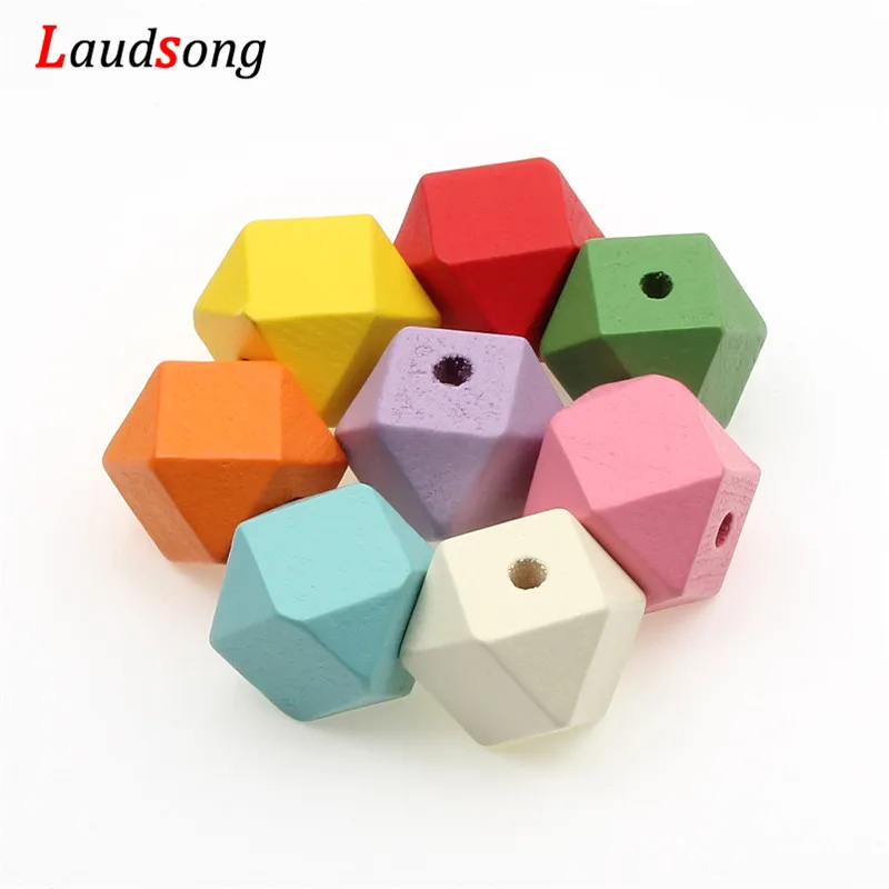 10 шт. 16 мм натуральный геометрический красочные деревянные бусины для