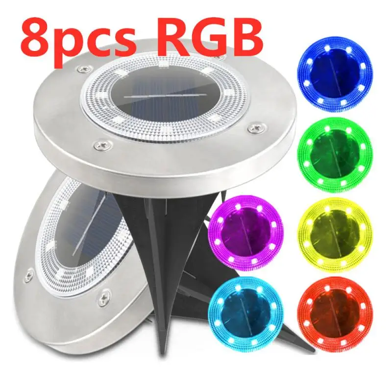 

2020 8 шт., RGB-светильник на солнечной батарее