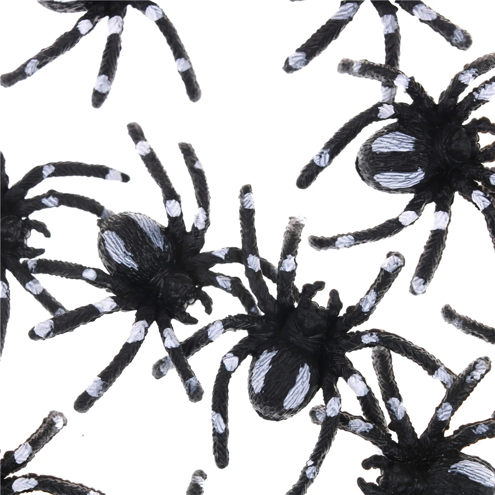 5pcs/lot 4.5cm Small Black Plastic Fake Spider Toys Novelty Funny Joke Prank Realistic Props Halloween Decorative Spiders - купить по